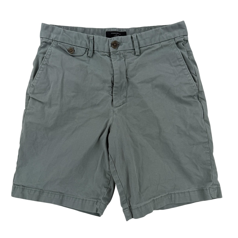 Banana Republic Shorts Mens 31 Green Lived-In Chino Stretch 9 Inseam Casual